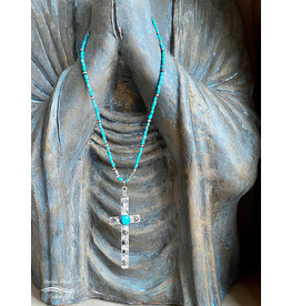 Annette Colby - Jeweler Studded Sterling Cross on Turquoise Necklace