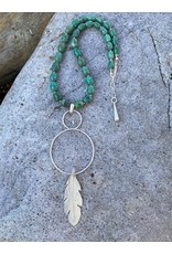 Annette Colby - Jeweler Turquoise Sterling Circle Feather Necklace by Annette Colby