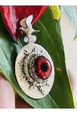 Annette Colby - Jeweler Lampwork Glass Red Eye Necklace Flying Bird by Annette Colby