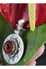 Annette Colby - Jeweler Lampwork Glass Red Eye Necklace Flying Bird by Annette Colby