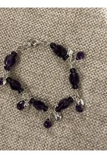 Annette Colby - Jeweler Amethyst Sterling Heart Dangle Bracelet- AC