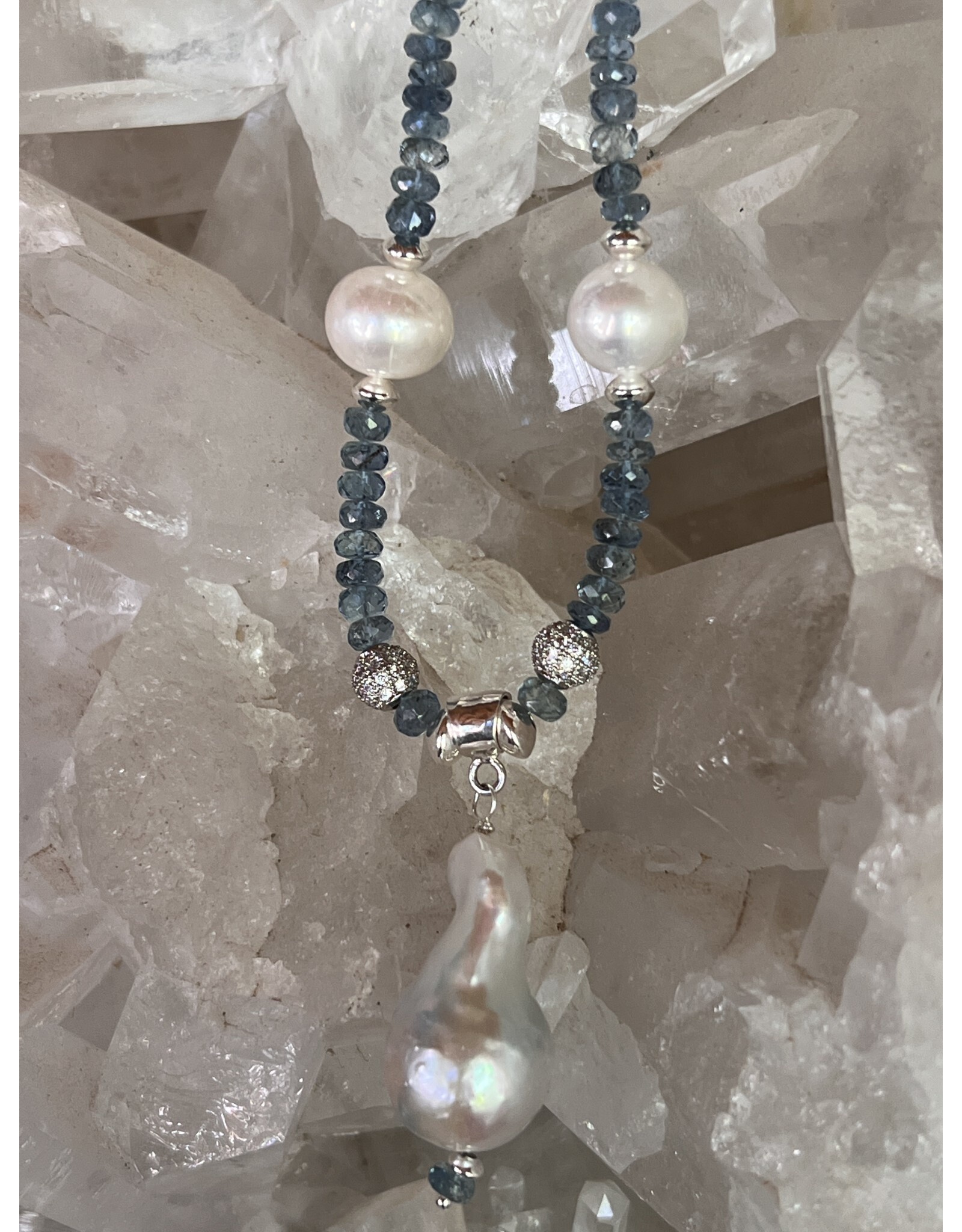 Annette Colby - Jeweler Baroque Pearl Faceted Aquamarine Necklace - AC*