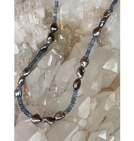 Annette Colby - Jeweler Tahitian Keshi Pearl Faceted Aquamarine Necklace - AC*