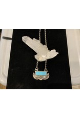 Annette Colby - Jeweler Kingman Turquoise Bar w/ SS Flower & Leaves Necklace - Annette Colby