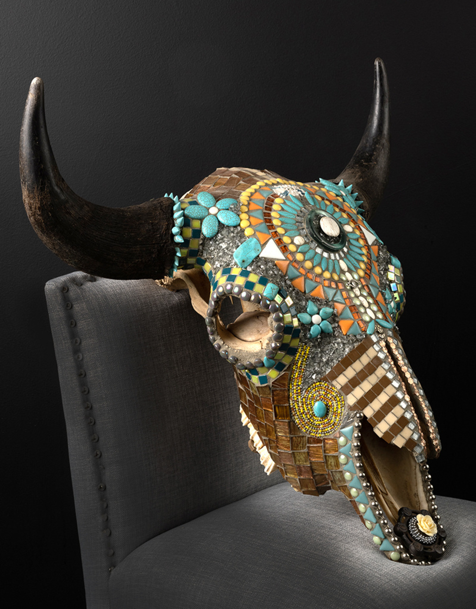 Kelly Nygard The Plumber - Decorated Buffalo Skull - Kelly Nygard