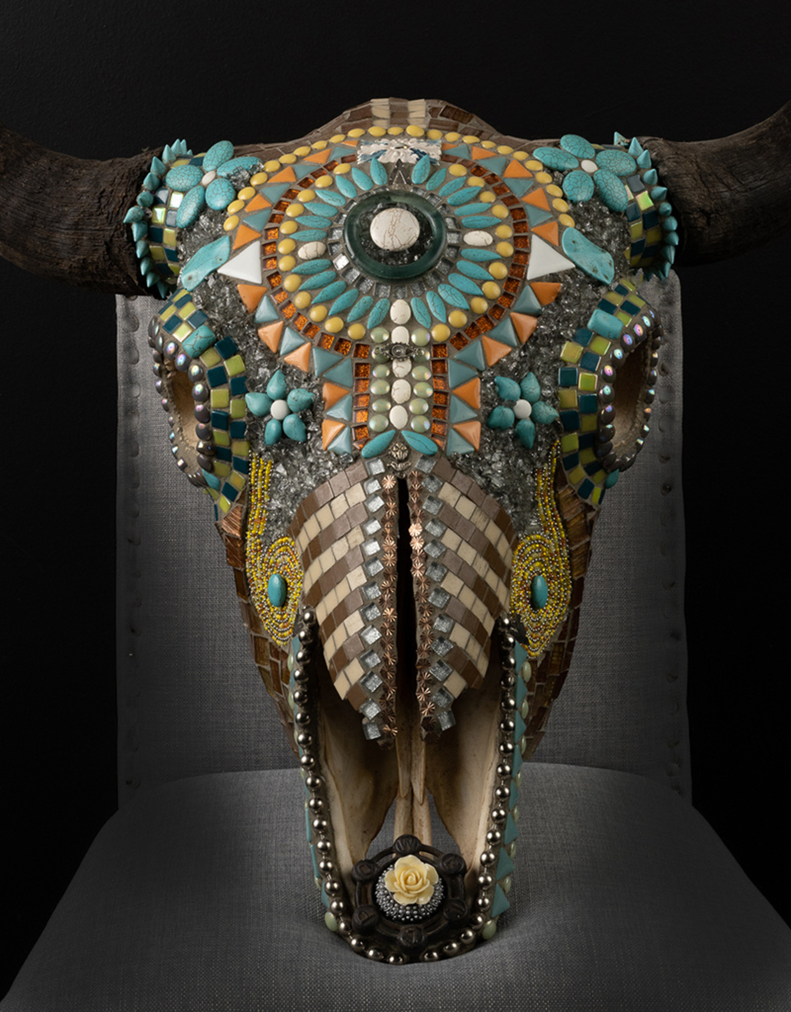Kelly Nygard The Plumber - Decorated Buffalo Skull - Kelly Nygard
