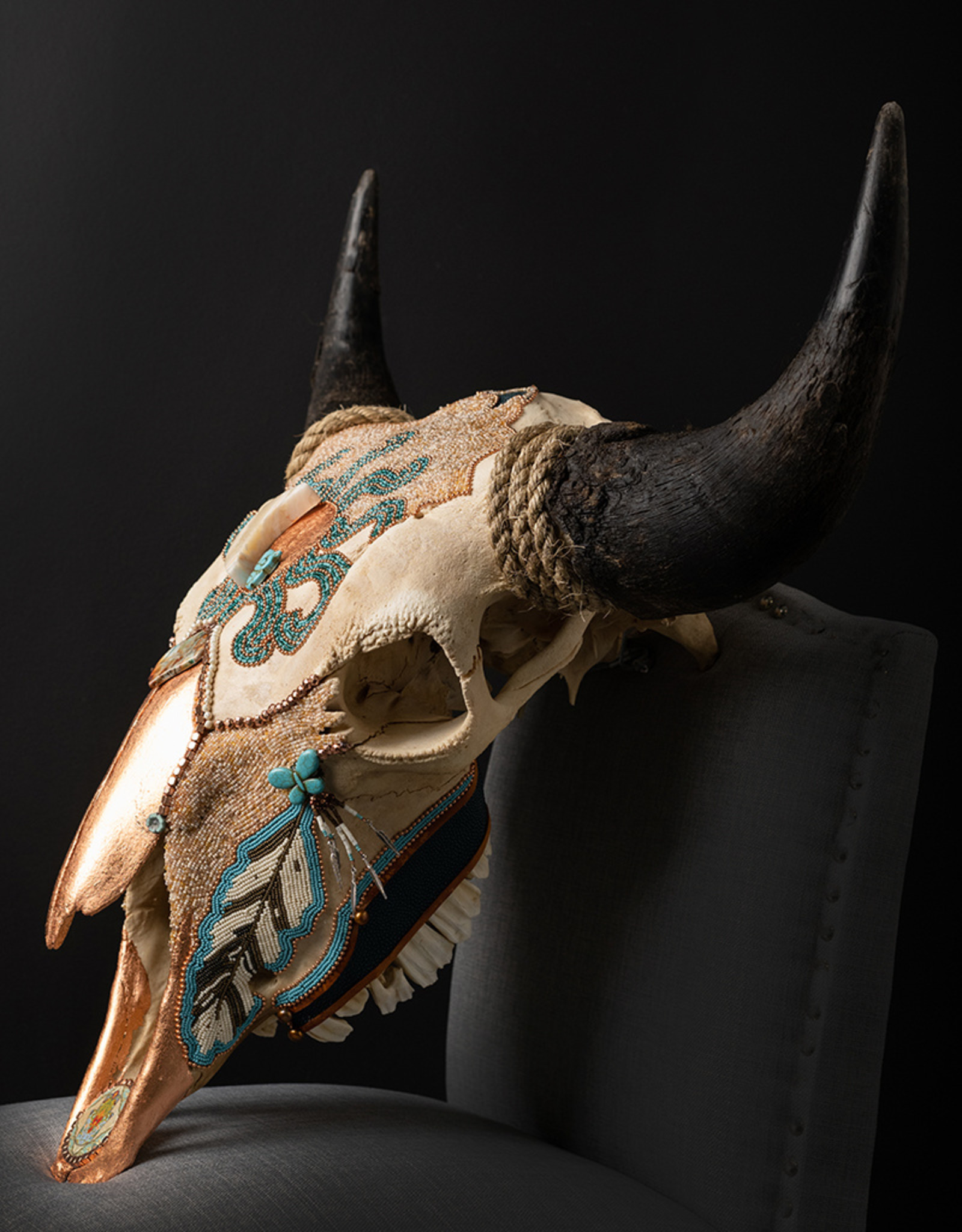Kelly Nygard Copper Moon - Decorated Buffalo Skull - Kelly Nygard
