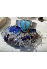 Blue Lampwork Heart SS cuff bracelet - AC *