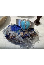 Blue Lampwork Heart SS cuff bracelet - AC *