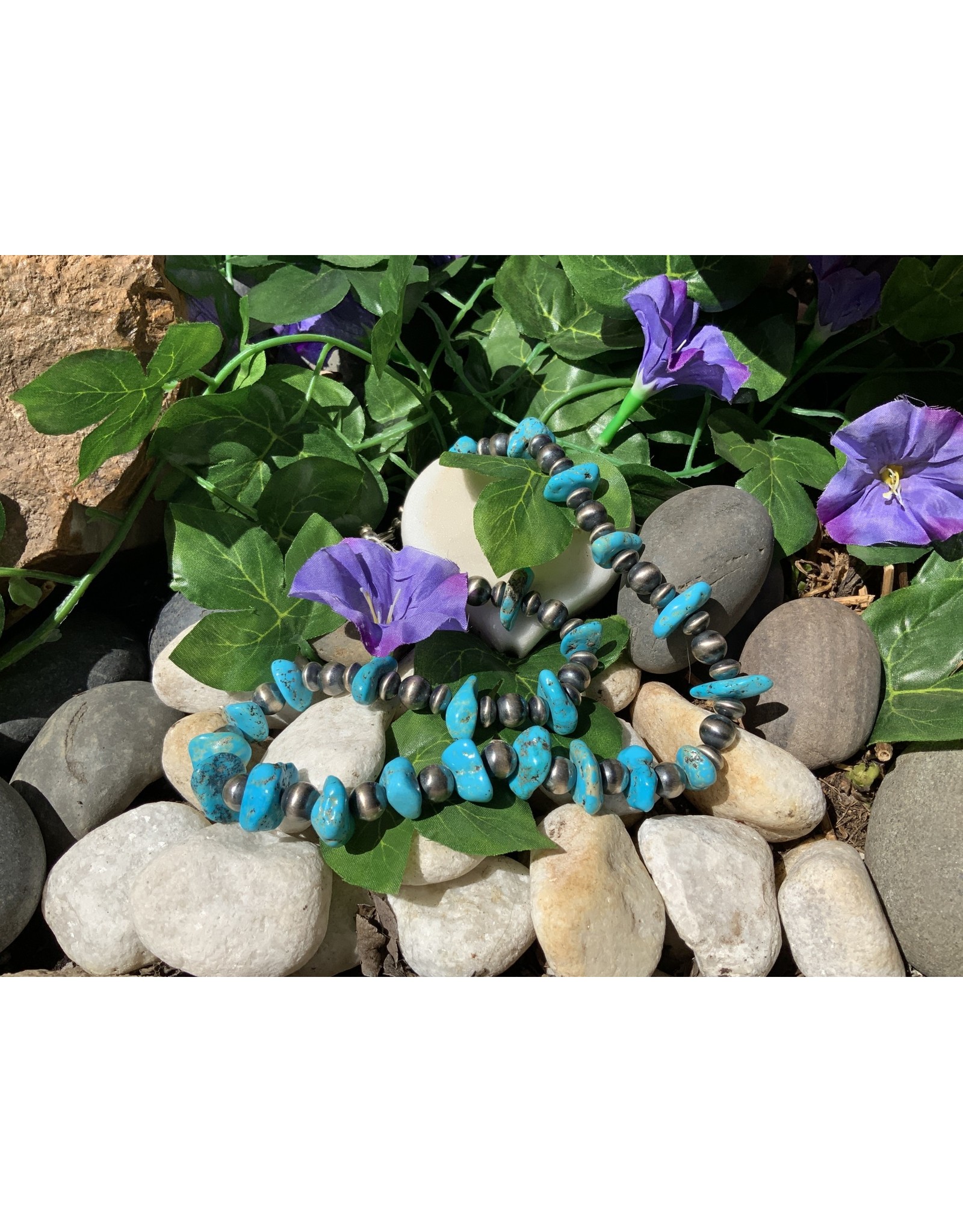 Annette Colby - Jeweler Sleeping Beauty Turquoise Sterling Navaho Beads Necklace - AC*