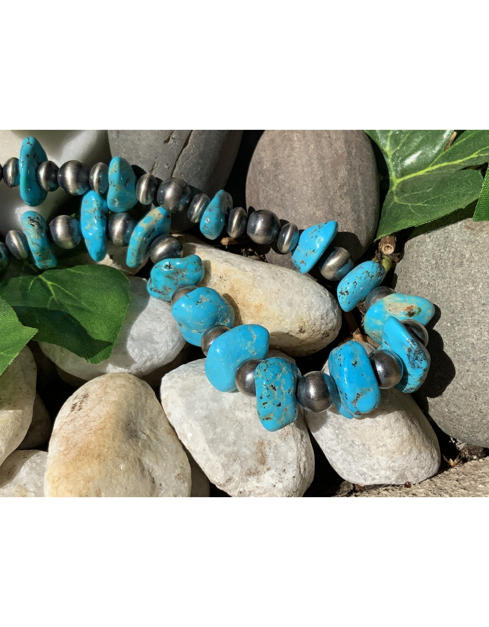 Annette Colby - Jeweler Sleeping Beauty Turquoise Sterling Navaho Beads Necklace - AC*