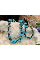 Annette Colby - Jeweler Sleeping Beauty Turquoise Sterling Navaho Beads Necklace - AC*