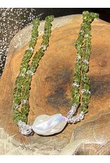 Baroque Pearl,Periodot, Herkimer Necklace - AC*