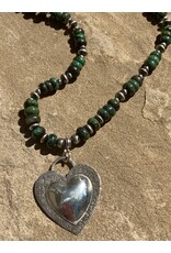 Annette Colby - Jeweler Necklace Sterling Silver Heart on Emerald Valley Turquoise - AC