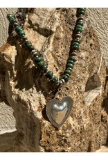 Annette Colby - Jeweler Necklace Sterling Silver Heart on Emerald Valley Turquoise - AC