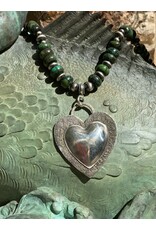 Annette Colby - Jeweler Necklace Sterling Silver Heart on Emerald Valley Turquoise - AC