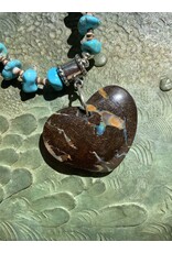 Annette Colby - Jeweler Necklace Turquoise & Shell Opal Heart Pendant  - AC