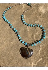 Annette Colby - Jeweler Necklace Turquoise & Shell Opal Heart Pendant  - AC