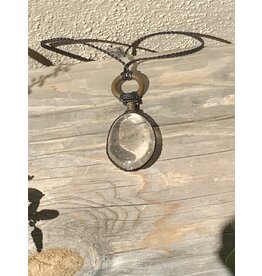 Annette Colby - Jeweler Large Clear Quartz Nugget w/ Leather Cord Necklace - AC