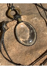 Annette Colby - Jeweler Large Clear Quartz Nugget w/ Leather Cord Necklace - AC