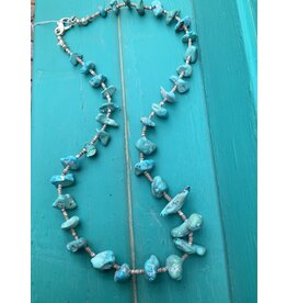 Annette Colby - Jeweler 24" Turquoise Vintage Nugget Shell Strand Necklace  - AC