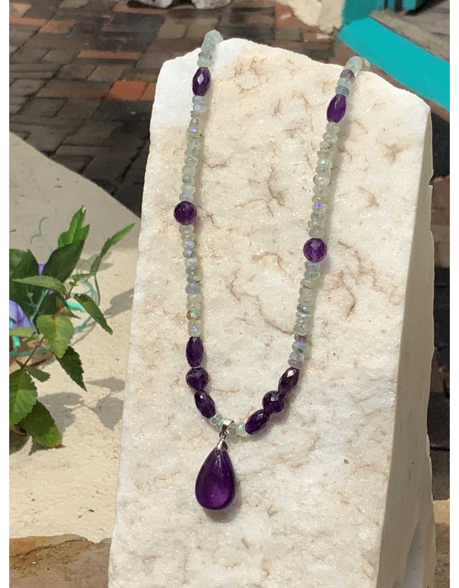 Annette Colby - Jeweler Necklace Amethyst & Blue Flourite & SS - AC