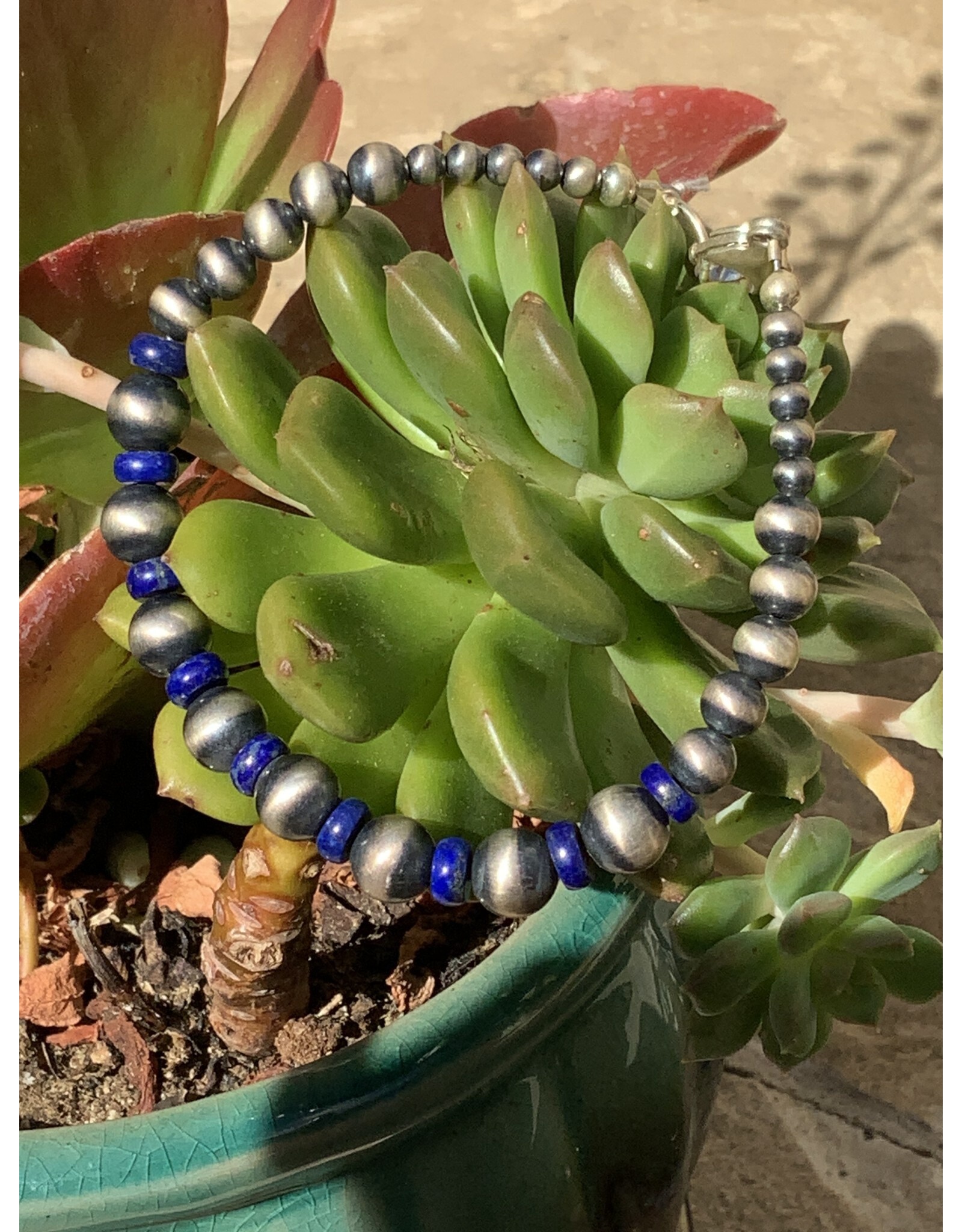 Annette Colby - Jeweler Lapis Navaho Bead Bracelet  AC