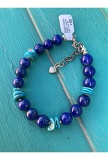 Annette Colby - Jeweler Bracelet Sleeping Beauty Turquoise Lapis and SS Beads and Clasp - AC