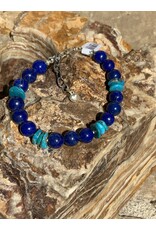 Annette Colby - Jeweler Bracelet Sleeping Beauty Turquoise Lapis and SS Beads and Clasp - AC