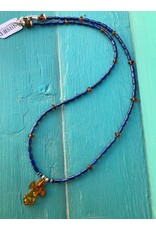 Annette Colby - Jeweler Lapis Lazuli and Baltic Amber Cross Necklace - AC
