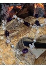 Annette Colby - Jeweler Necklace Amethyst & Faceted Quartz & Grey Pearl - AC