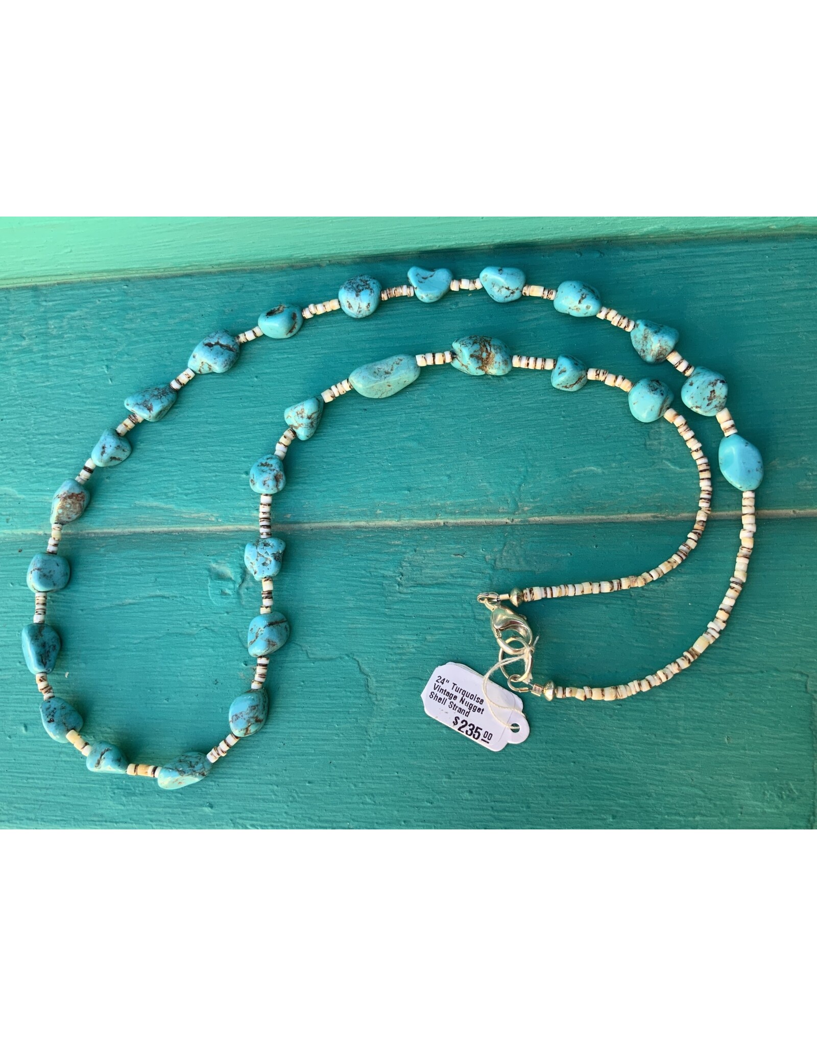 Annette Colby - Jeweler Turquoise Vintage Nugget Shell Strand Necklace  - AC