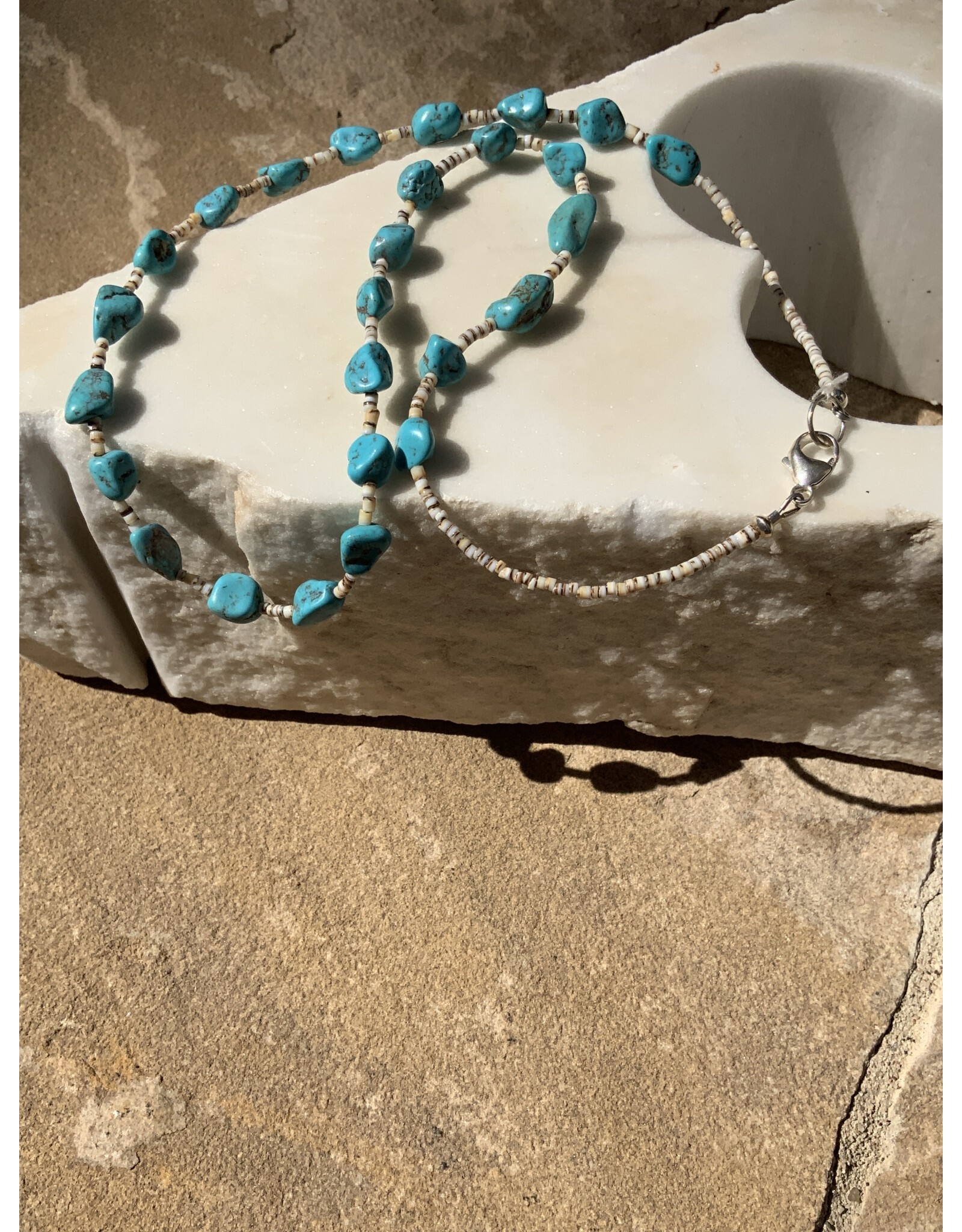 Annette Colby - Jeweler Turquoise Vintage Nugget Shell Strand Necklace  - AC