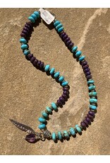 Annette Colby - Jeweler Mohave and Kingman Turquoise  Feather Necklace - AC