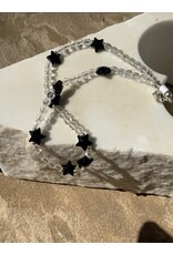 Annette Colby - Jeweler Necklace Black Swarovski Stars and Quartz and SS Clasp  - AC