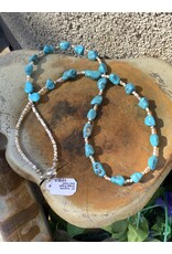 Annette Colby - Jeweler 24" Turquoise Vintage Nugget Shell Strand Necklace  - AC