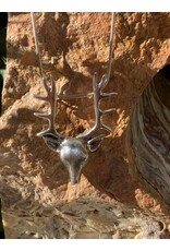Annette Colby - Jeweler Necklace Hand Cast Sterling Silver Deer Head on Chain - AC