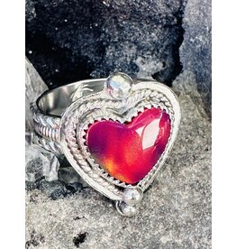 Annette Colby - Jeweler Ring Nova Opal Heart Red Purple size 7.5 - AC