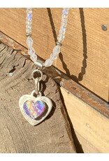 Annette Colby - Jeweler Necklace Moonstone and SS Nova Opal Heart - AC