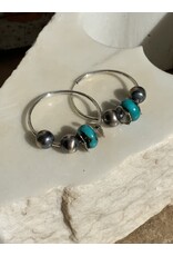 Annette Colby - Jeweler Sterling Silver Hoop Earrings Kingman Navaho Pearls -  AC