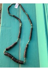 Brown Heishi Beads and Turquoise Necklace -AC