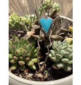 Annette Colby - Jeweler Hair Pin Sterling Silver w/ Kingman Turquoise Heart  - AC