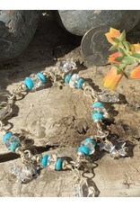 Annette Colby - Jeweler Bracelet Turquoise & Crystal & SS w/ Star Dangles - AC