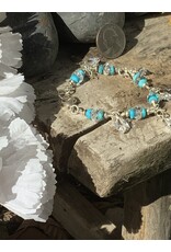Annette Colby - Jeweler Bracelet Turquoise & Crystal & SS w/ Star Dangles - AC