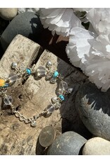 Annette Colby - Jeweler Turquoise Swarovski Sterling Heart Dangle Bracelet- AC