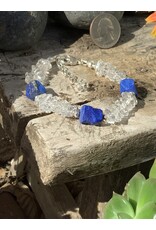 Annette Colby - Jeweler Bracelet Herkimer Diamond w/ Lapis Lazuli Hand Chiseled Beads & SS - AC