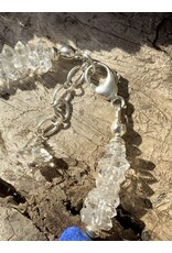 Annette Colby - Jeweler Bracelet Herkimer Diamond w/ Lapis Lazuli Hand Chiseled Beads & SS - AC