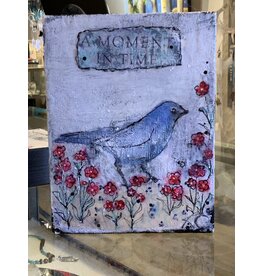 Annette Colby - Painter Moment in Time  -  8 x 6  Encaustic Bird Painting - AC