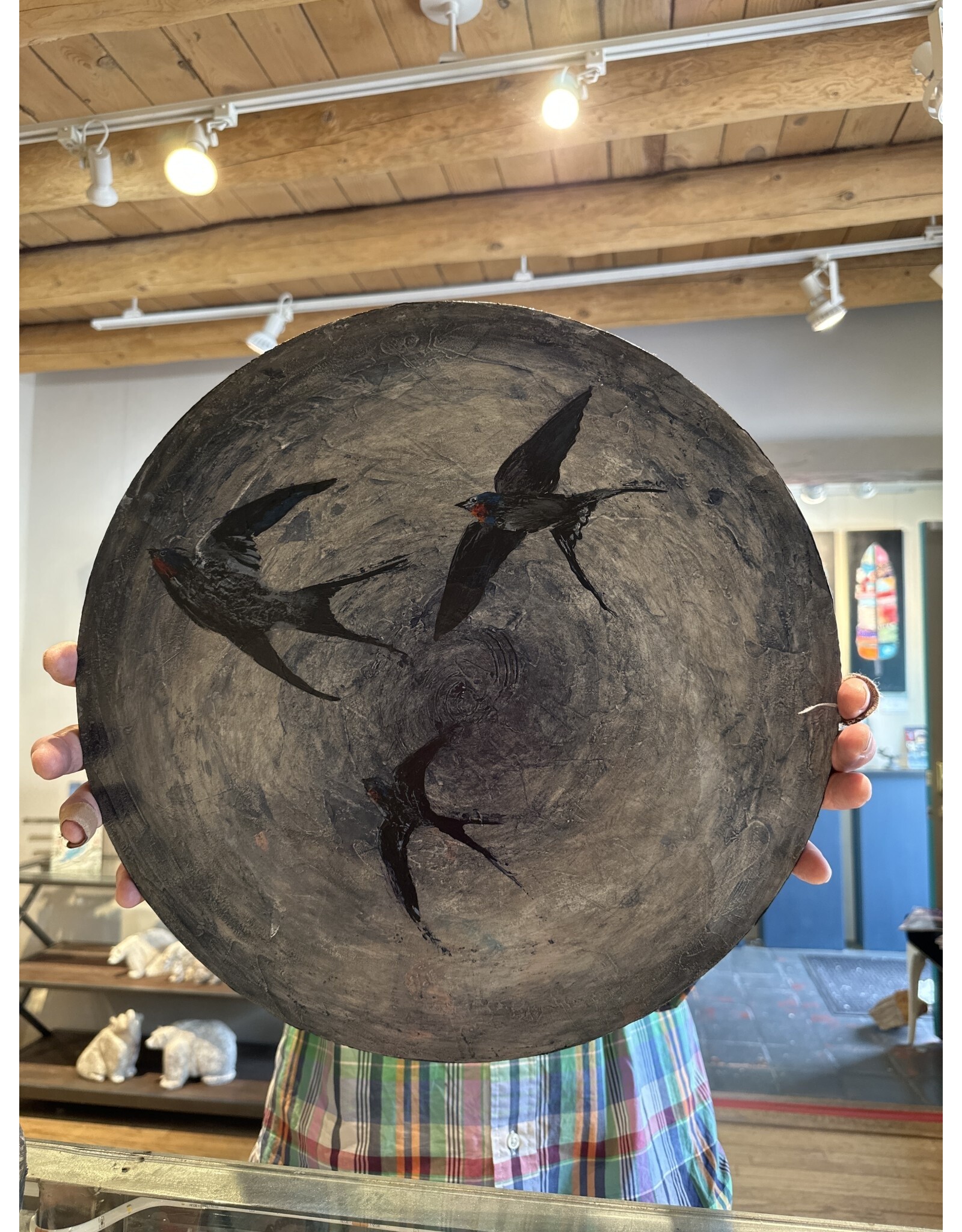 Embrace Silence 16" Round Swallow Painting - AC