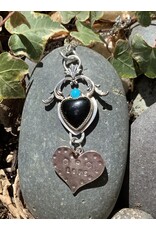 Annette Colby - Jeweler Necklace Onyx Heart SB Turq SS Setting Heart Chain & Clasp- AC